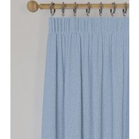 M&S Brushed Pencil Pleat Blackout Thermal Curtains Mid Blue